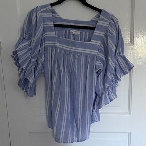 beachlunchlounge Blue and White Striped Blouse